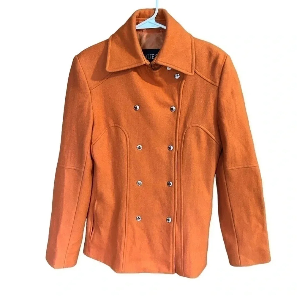 GUESS Orange Wool Blend peacoat EUC